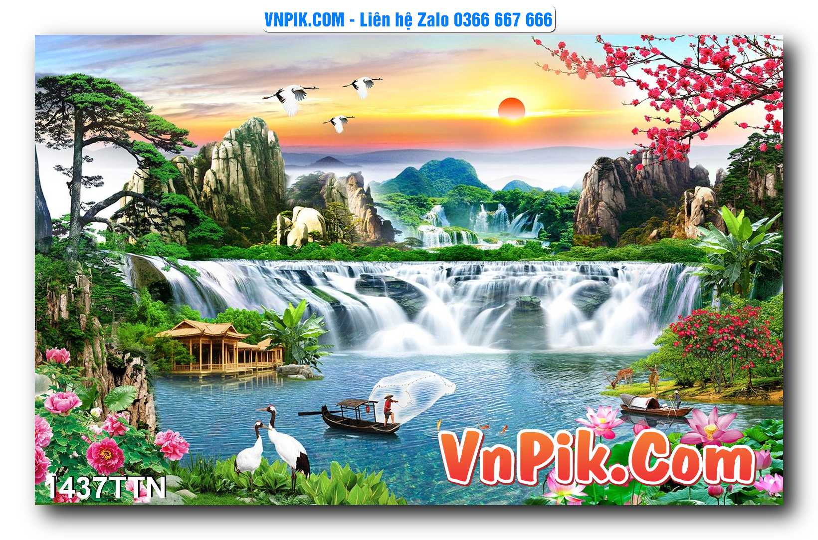 Tranh thác nước – Tranh phong thủy – Tranh treo tường mã 1437TTN