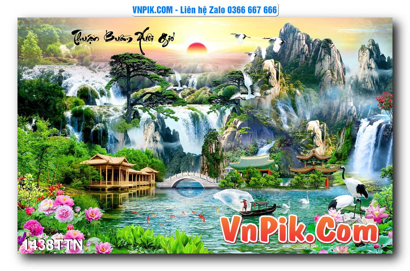 Tranh thác nước – Tranh phong thủy – Tranh treo tường mã 1438TTN