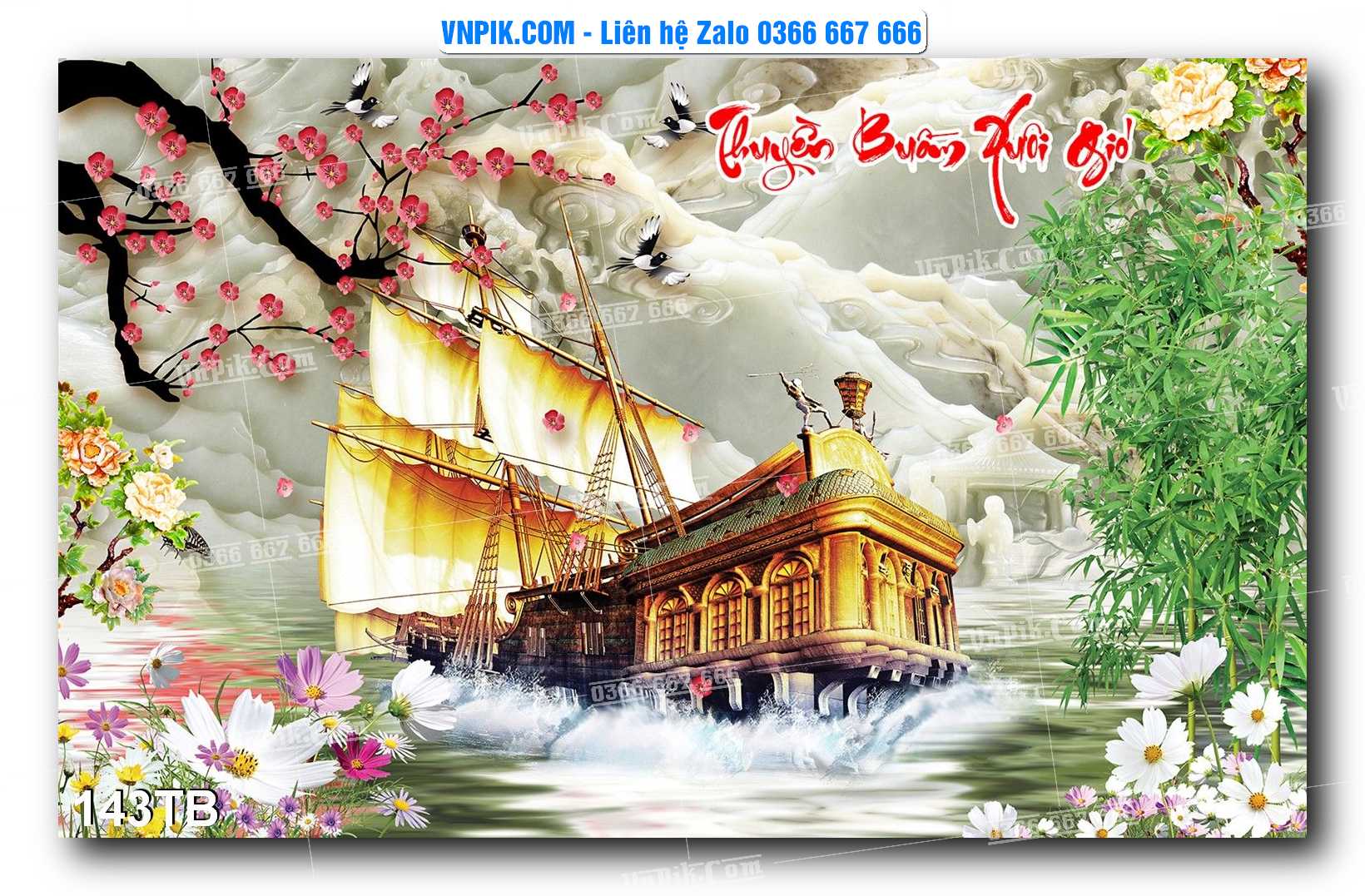 Tranh thuận buồm xuôi gió file PSD mẫu 143TB