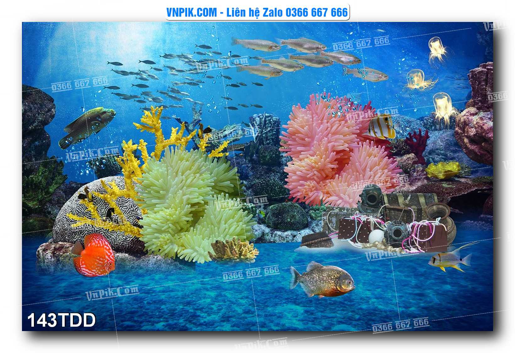Tranh đại dương – cá heo 3D – tranh bể cá 143TDD