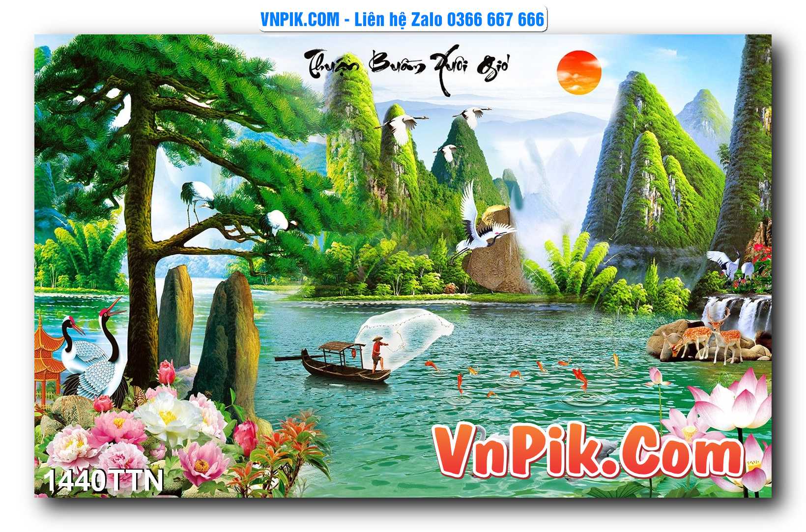 Tranh thác nước – Tranh phong thủy – Tranh treo tường mã 1440TTN
