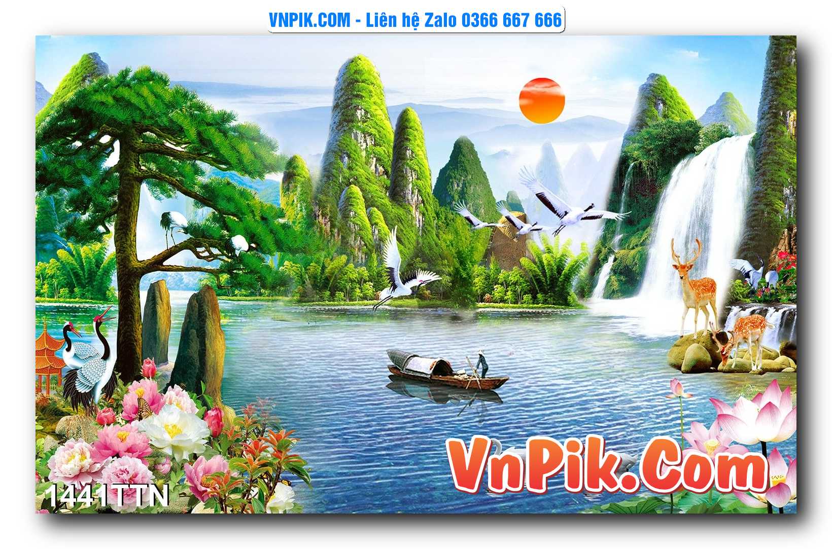 Tranh thác nước – Tranh phong thủy – Tranh treo tường mã 1441TTN