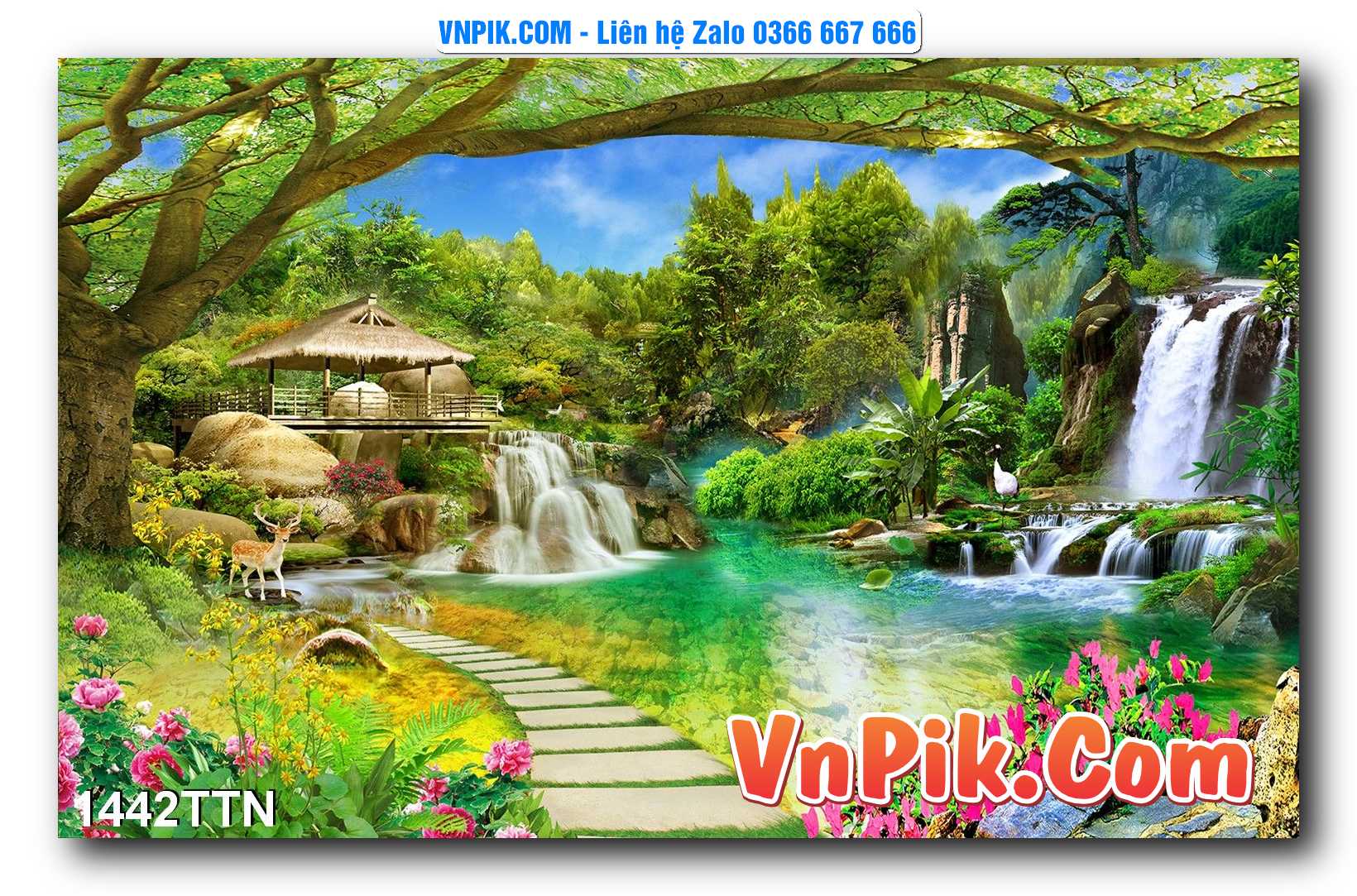 Tranh thác nước – Tranh phong thủy – Tranh treo tường mã 1442TTN