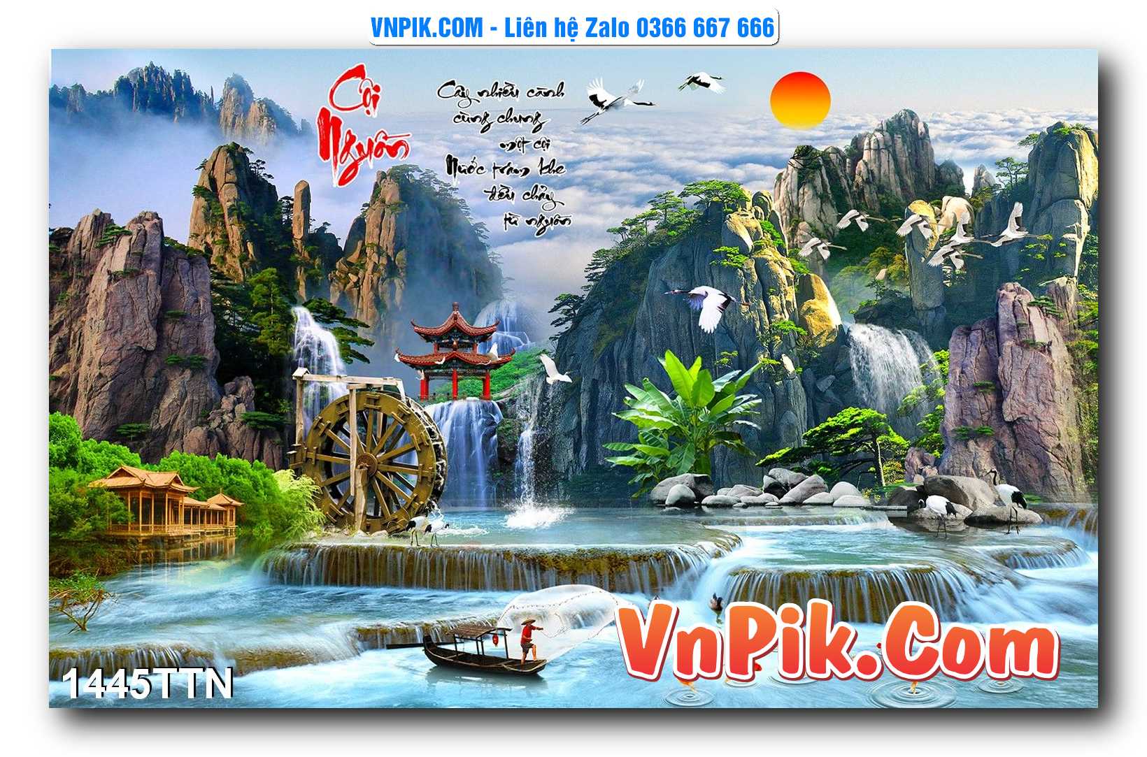 Tranh thác nước – Tranh phong thủy – Tranh treo tường mã 1445TTN