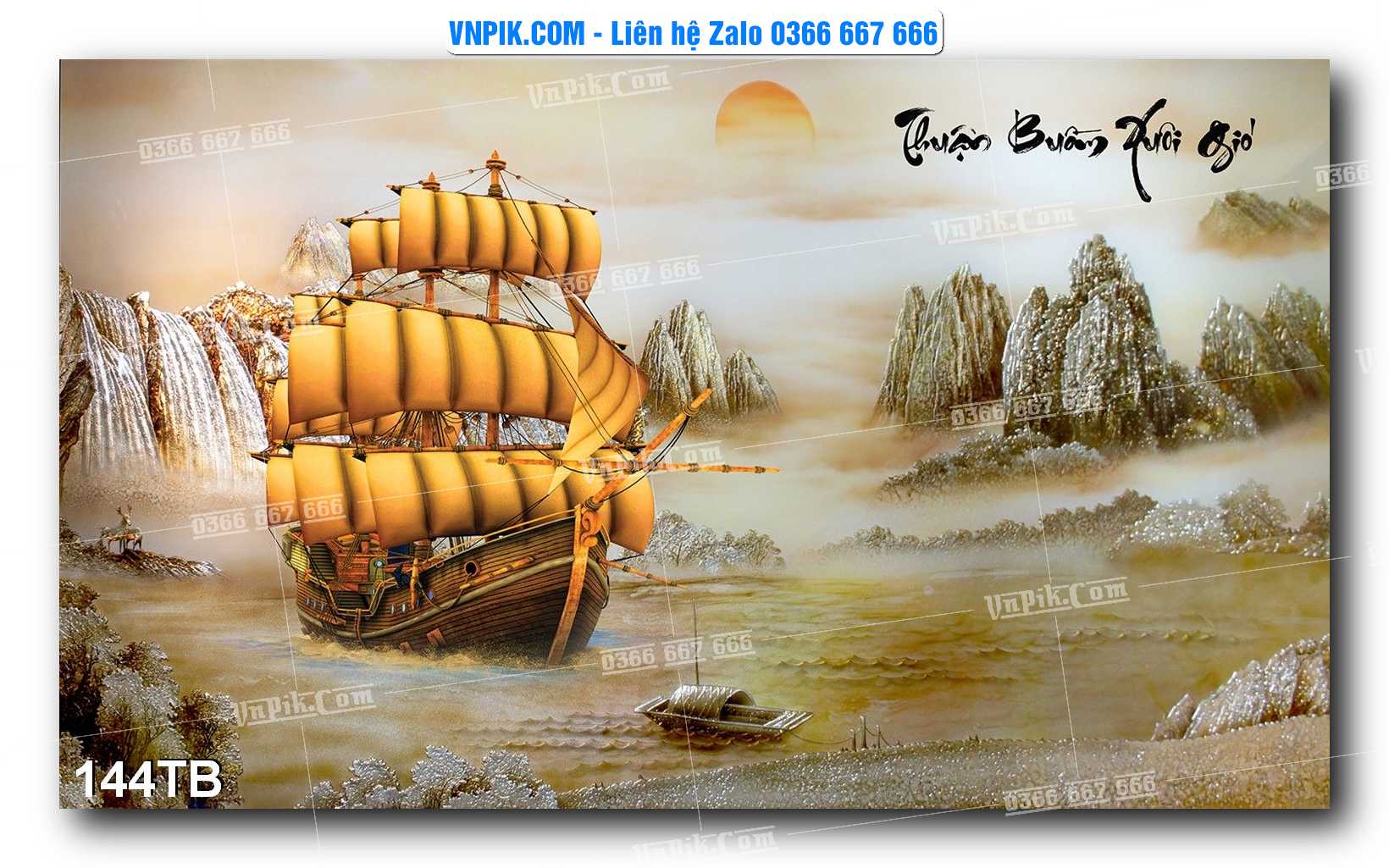 Tranh thuận buồm xuôi gió file PSD mẫu 144TB