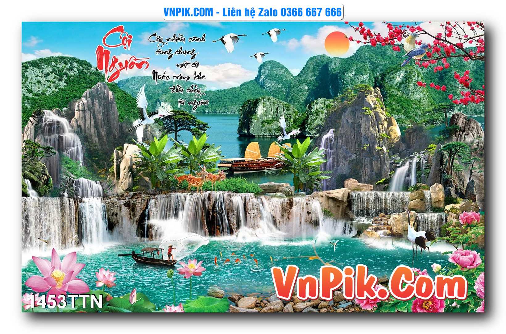 Tranh thác nước – Tranh phong thủy – Tranh treo tường mã 1453TTN