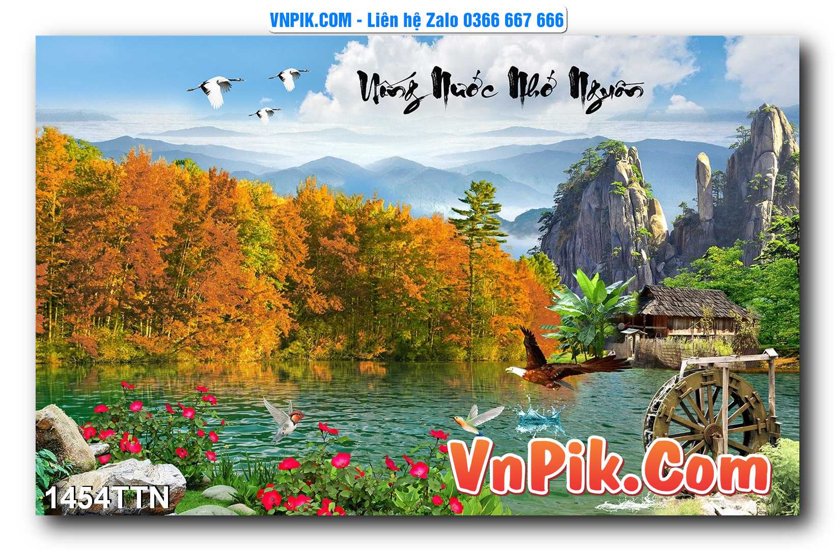 Tranh thác nước – Tranh phong thủy – Tranh treo tường mã 1454TTN