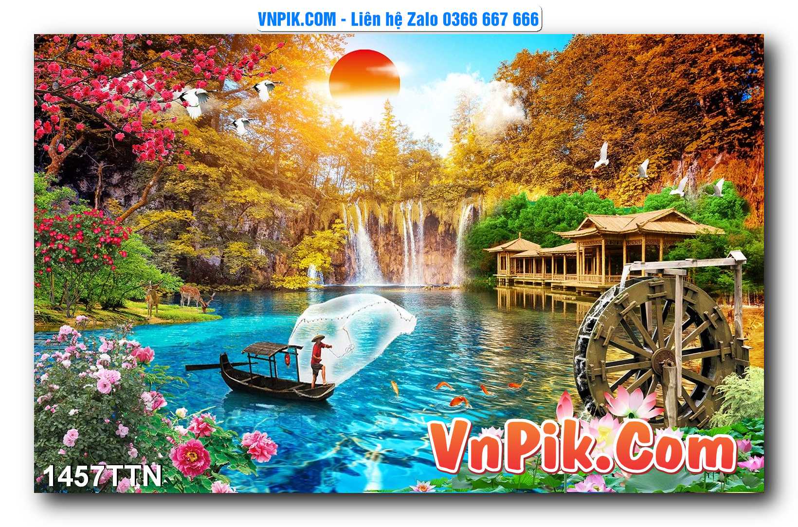 Tranh thác nước – Tranh phong thủy – Tranh treo tường mã 1457TTN