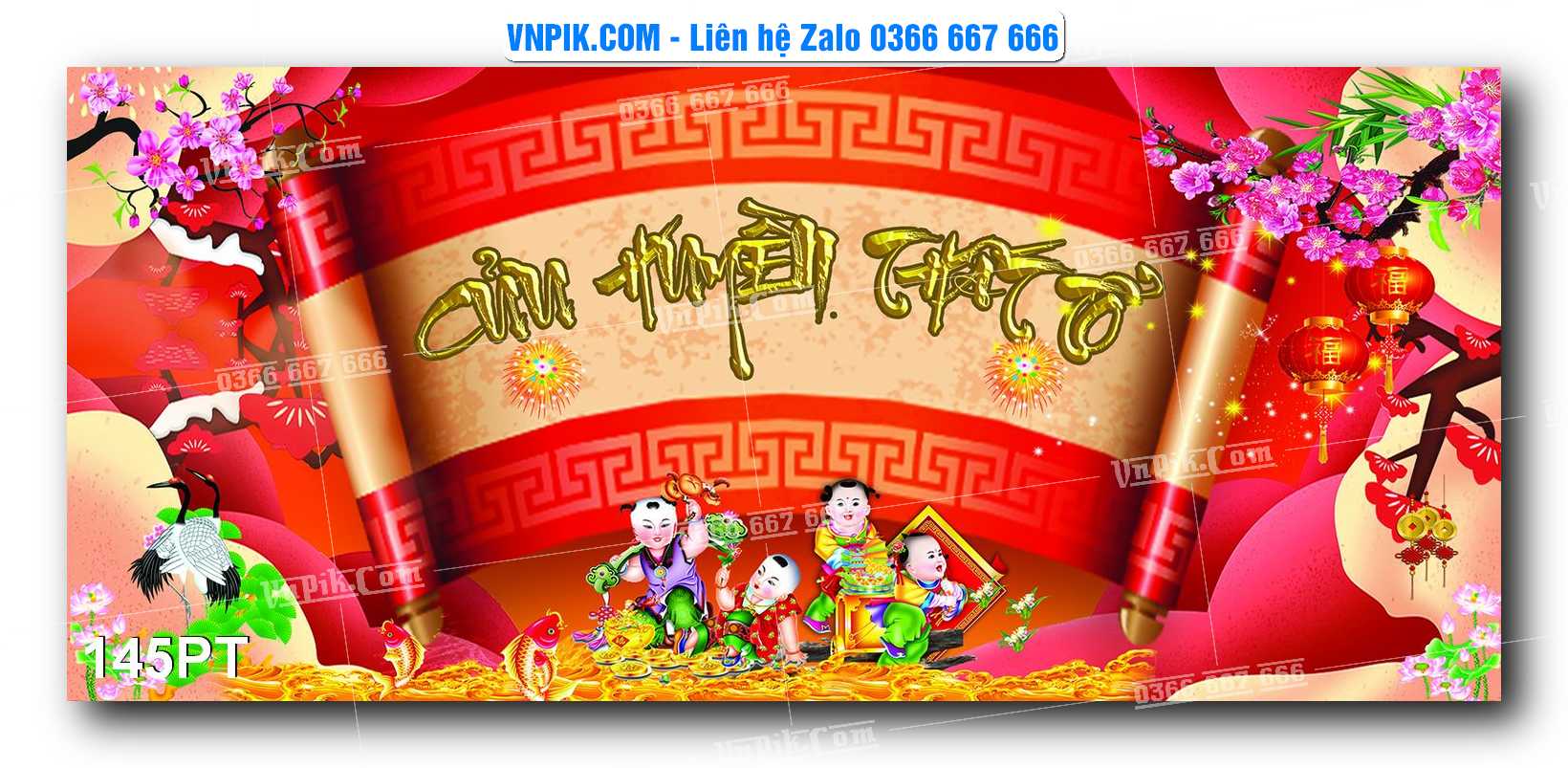 Tranh dán phòng thờ, bàn thờ, tranh mâm ngũ quả mẫu số 145PT