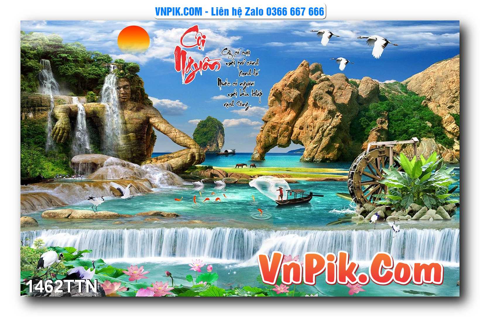 Tranh thác nước – Tranh phong thủy – Tranh treo tường mã 1462TTN