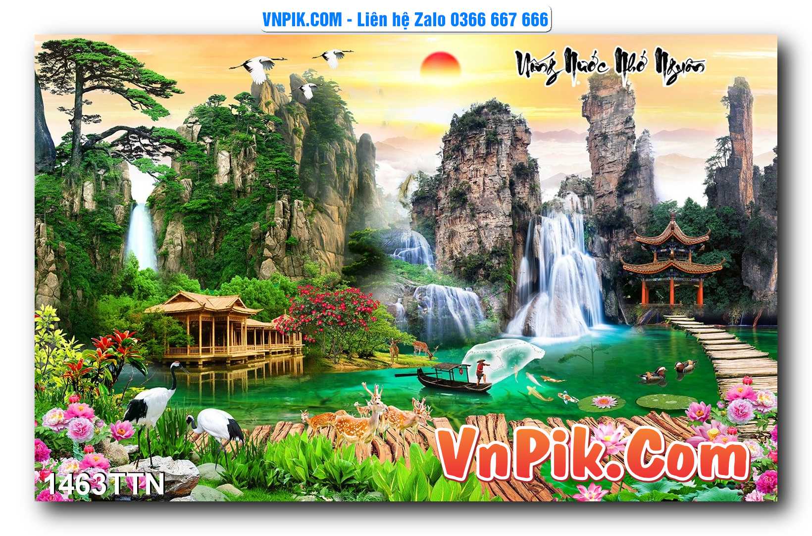 Tranh thác nước – Tranh phong thủy – Tranh treo tường mã 1463TTN