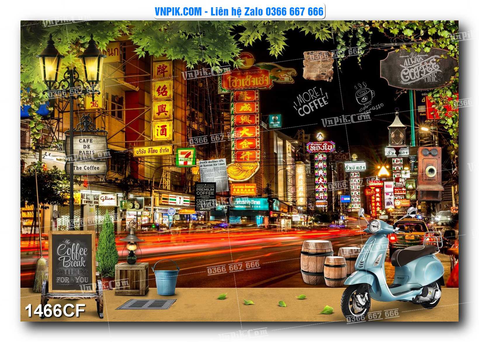 Tranh tường trang trí quán cà phê – trà chanh – trà sữa mã 1466CF