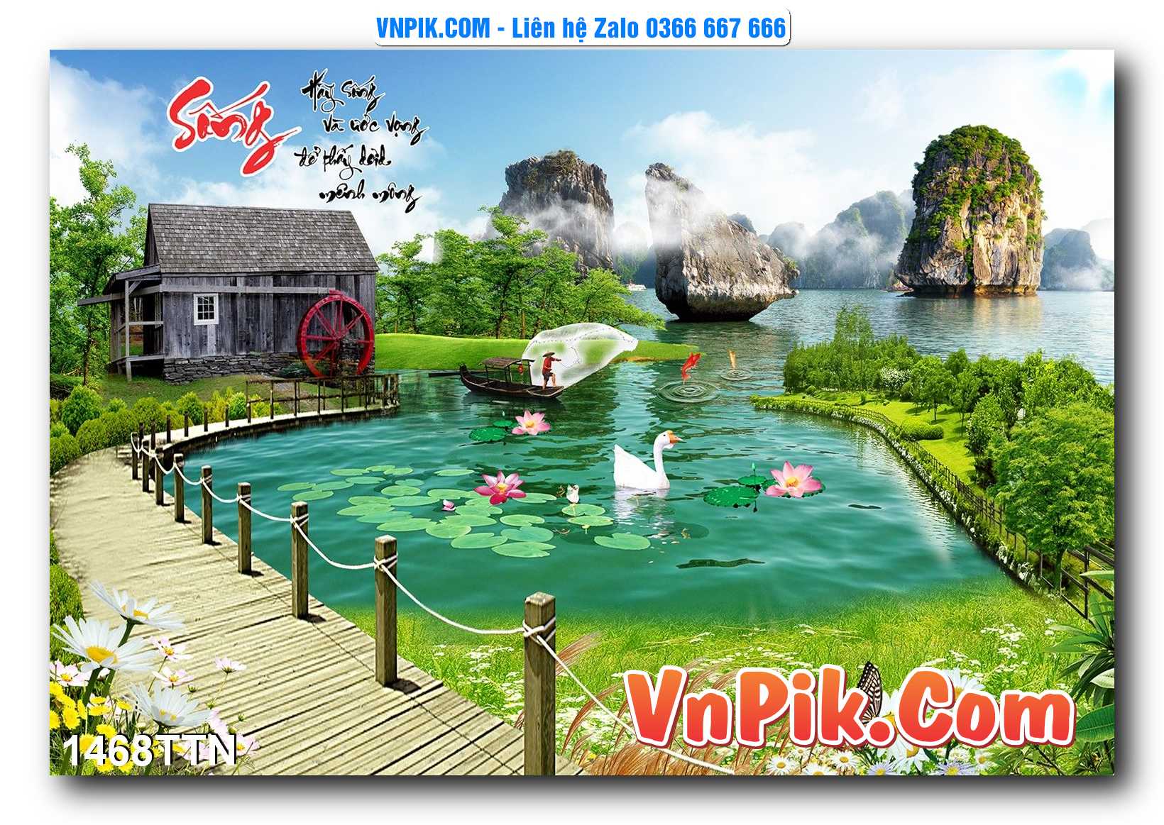 Tranh thác nước – Tranh phong thủy – Tranh treo tường mã 1468TTN