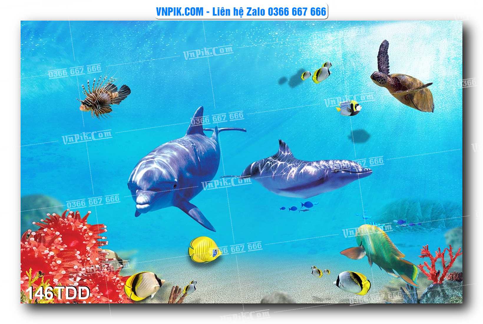 Tranh đại dương – cá heo 3D – tranh bể cá 146TDD