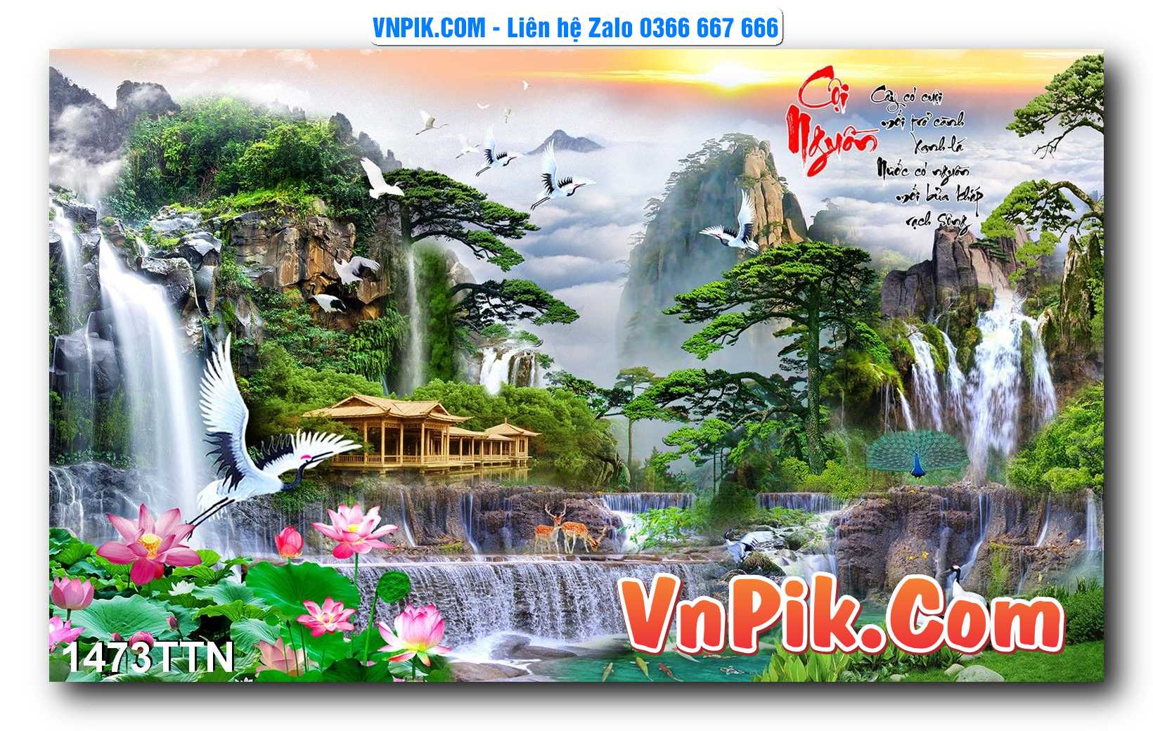 Tranh thác nước – Tranh phong thủy – Tranh treo tường mã 1473TTN