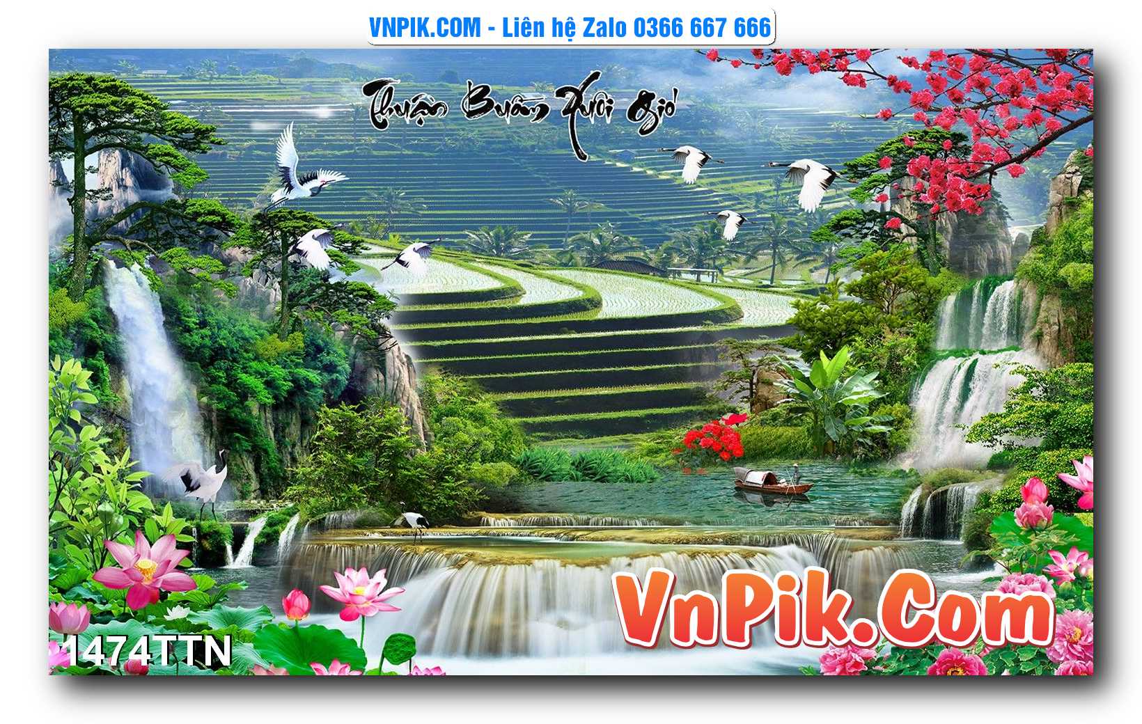 Tranh thác nước – Tranh phong thủy – Tranh treo tường mã 1474TTN