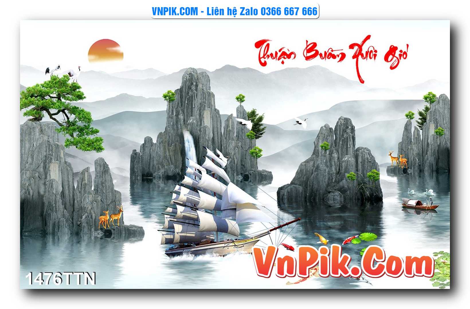 Tranh thác nước – Tranh phong thủy – Tranh treo tường mã 1476TTN