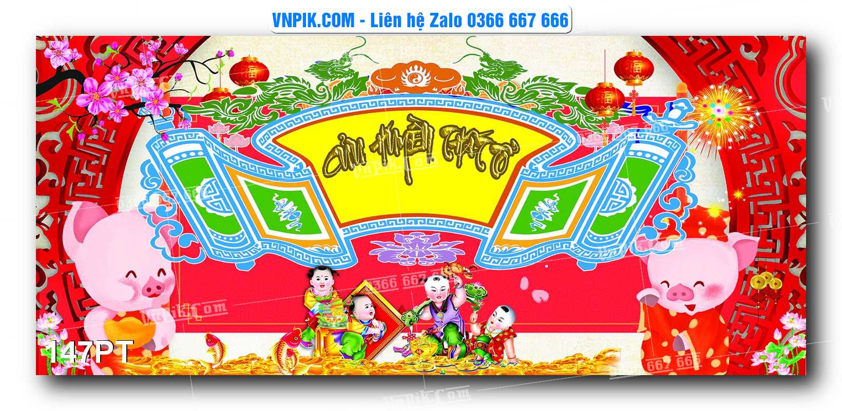 Tranh dán phòng thờ, bàn thờ, tranh mâm ngũ quả mẫu số 147PT