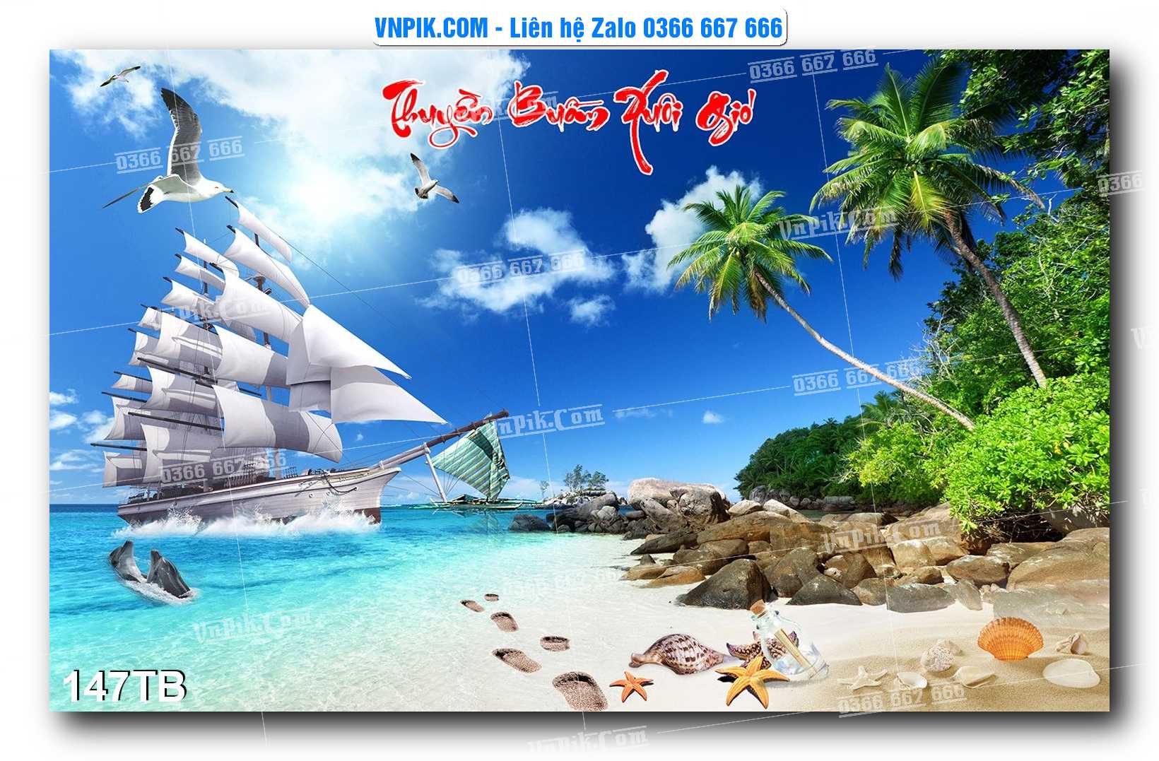 Tranh thuận buồm xuôi gió file PSD mẫu 147TB