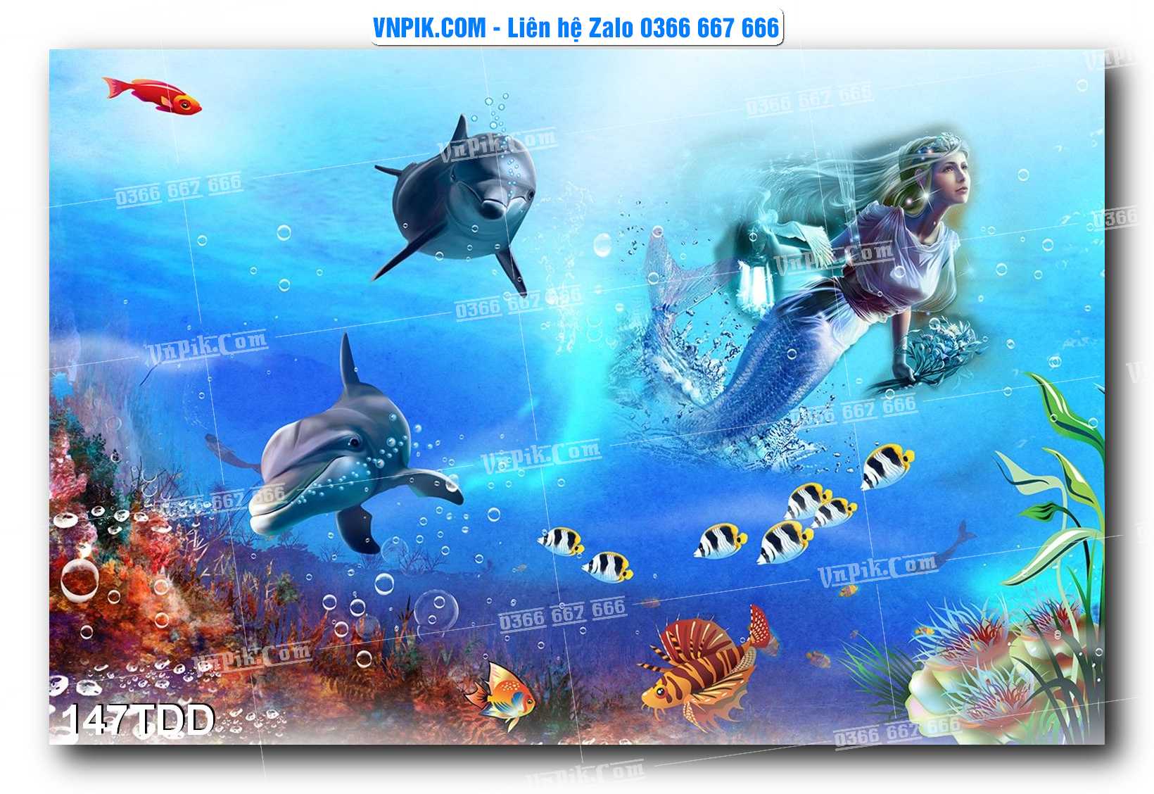 Tranh đại dương – cá heo 3D – tranh bể cá 147TDD