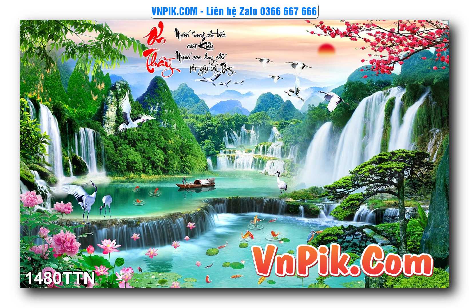 Tranh thác nước – Tranh phong thủy – Tranh treo tường mã 1480TTN