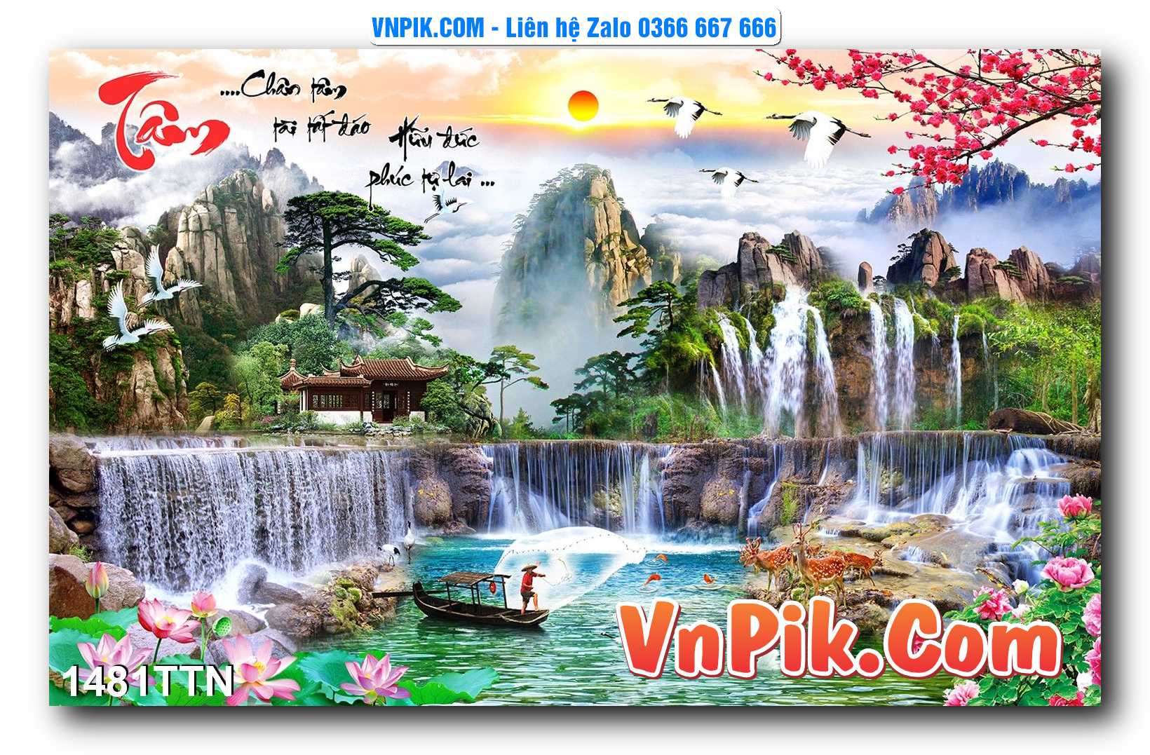 Tranh thác nước – Tranh phong thủy – Tranh treo tường mã 1481TTN