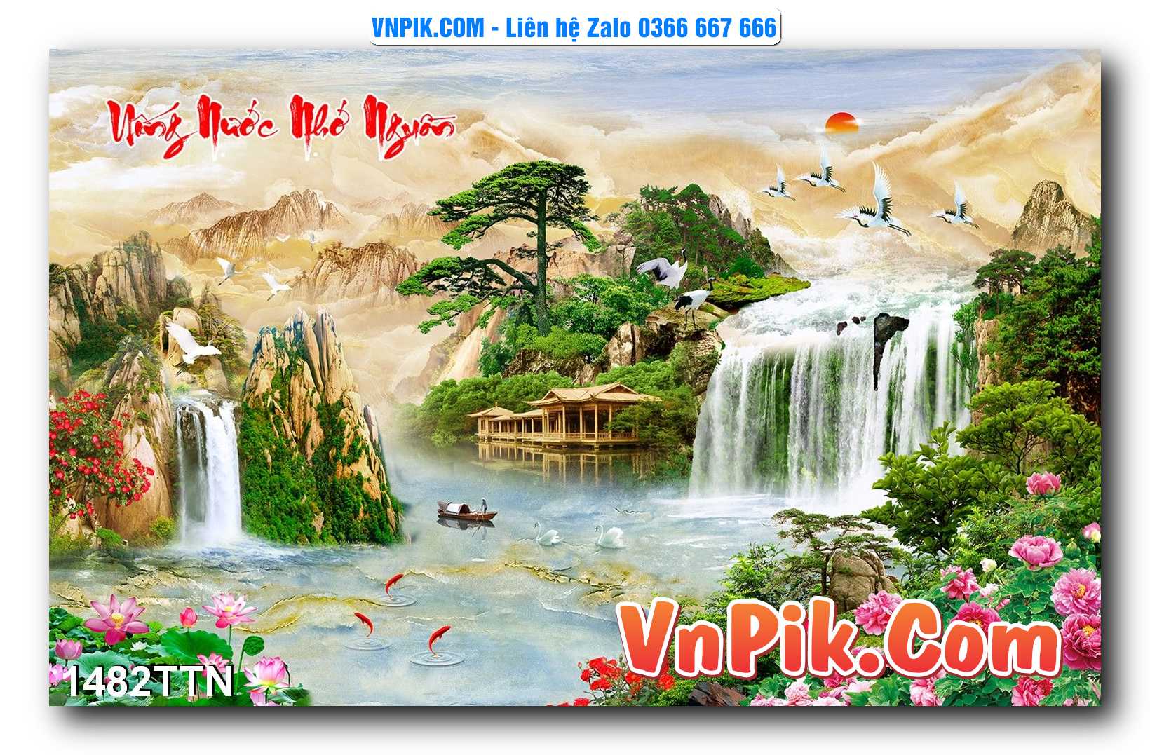 Tranh thác nước – Tranh phong thủy – Tranh treo tường mã 1482TTN