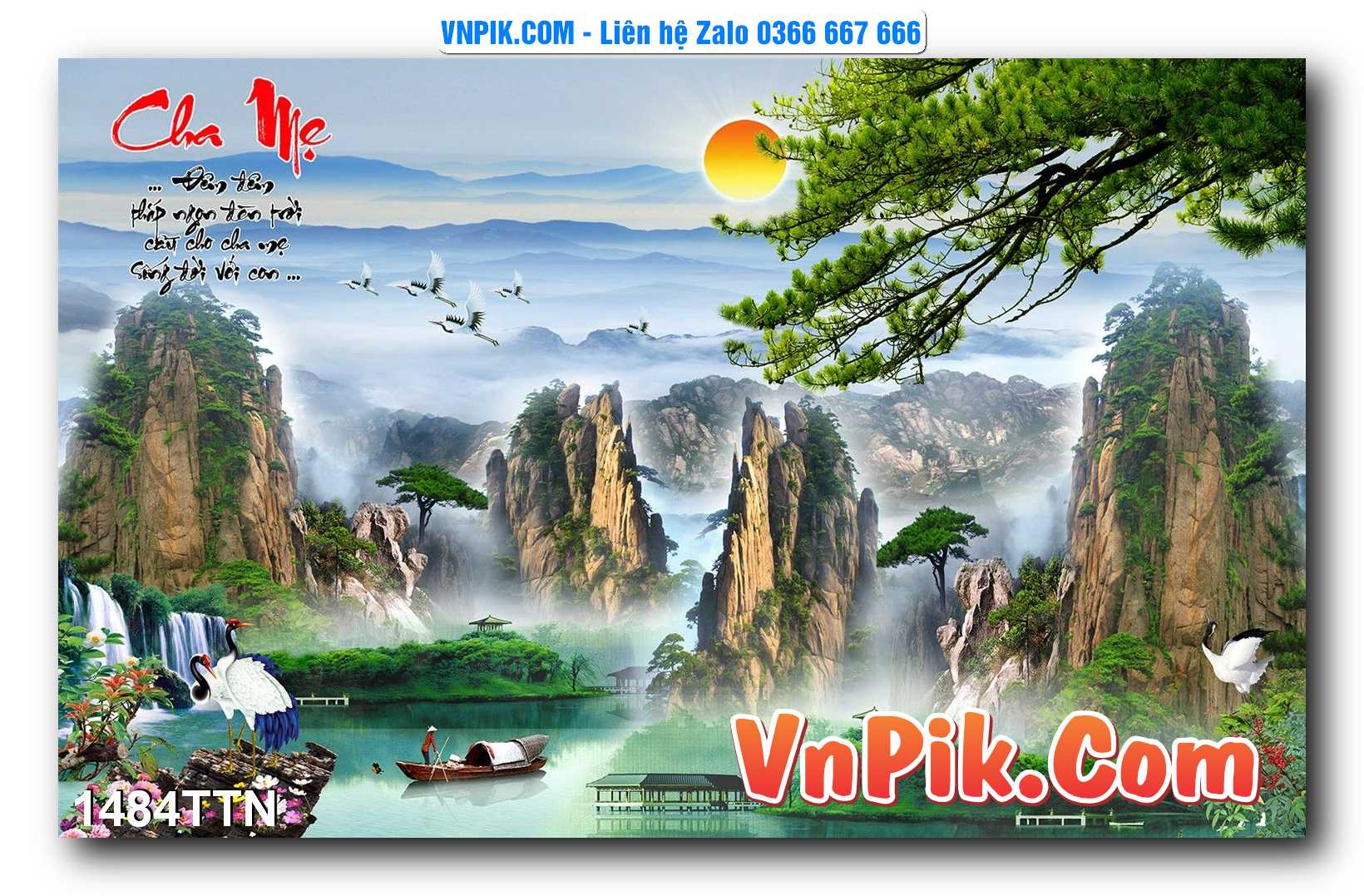 Tranh thác nước – Tranh phong thủy – Tranh treo tường mã 1484TTN