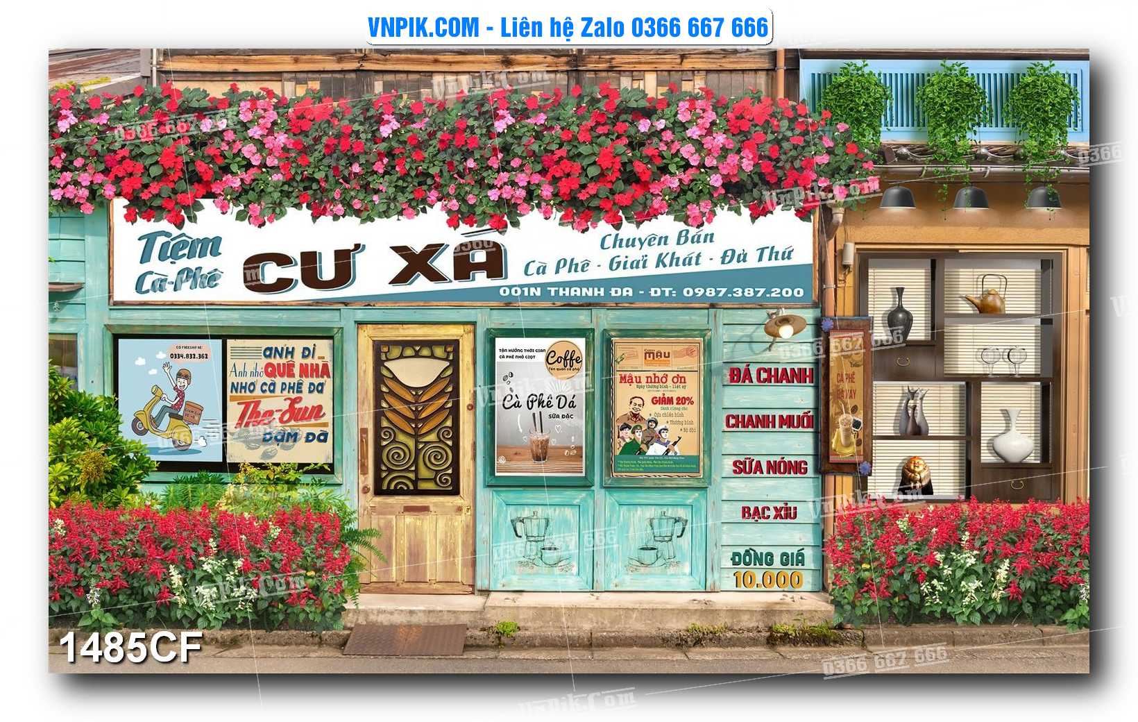 Tranh tường trang trí quán cà phê – trà chanh – trà sữa mã 1485CF