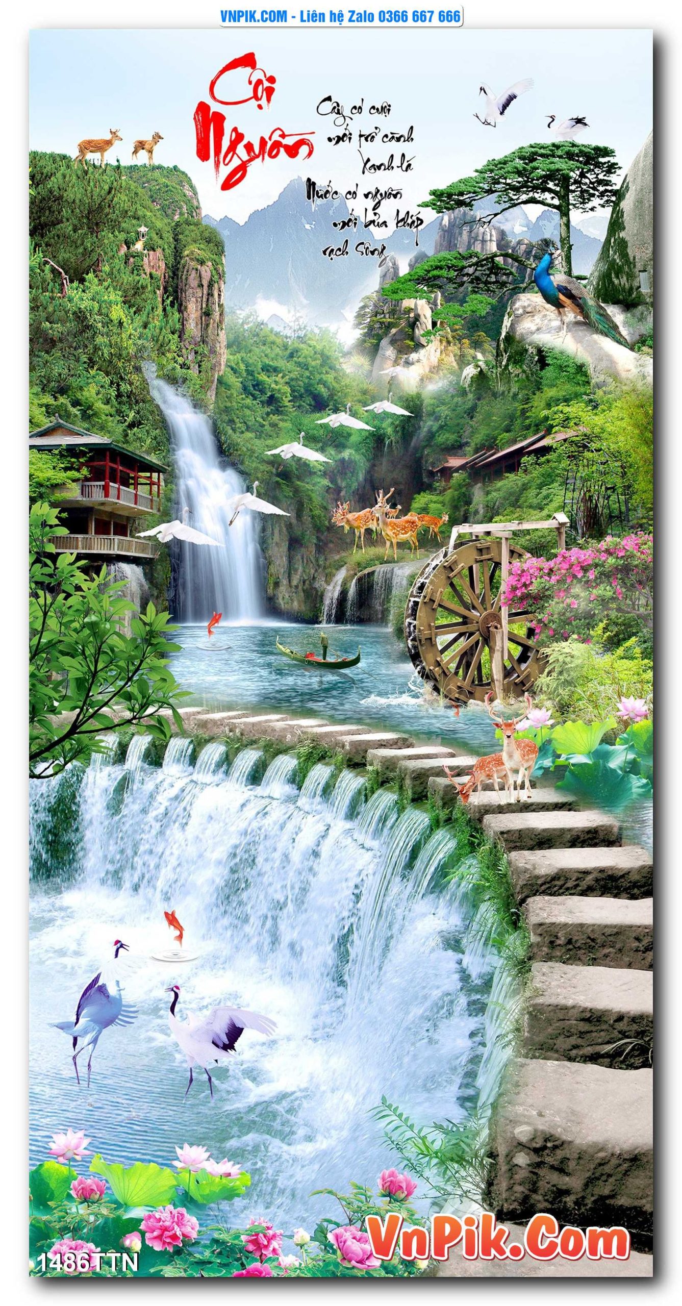 Tranh thác nước – Tranh phong thủy – Tranh treo tường mã 1486TTN