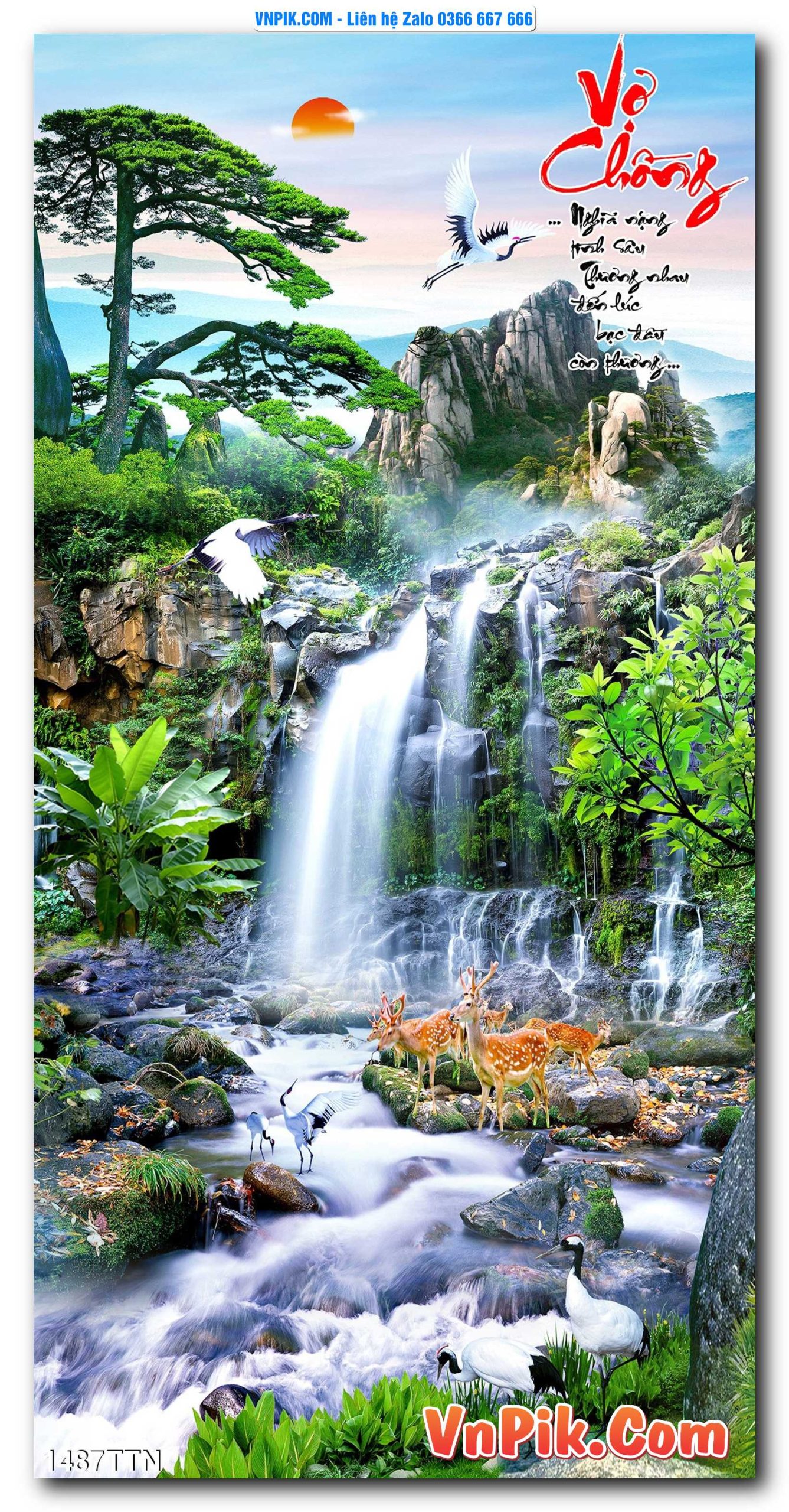 Tranh thác nước – Tranh phong thủy – Tranh treo tường mã 1487TTN