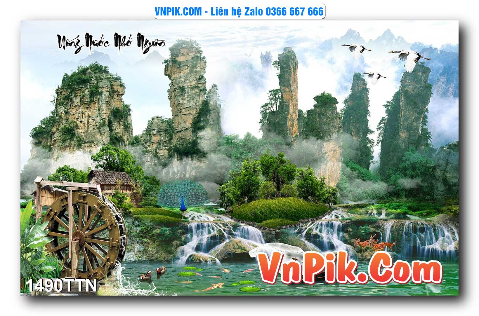 Tranh thác nước – Tranh phong thủy – Tranh treo tường mã 1490TTN