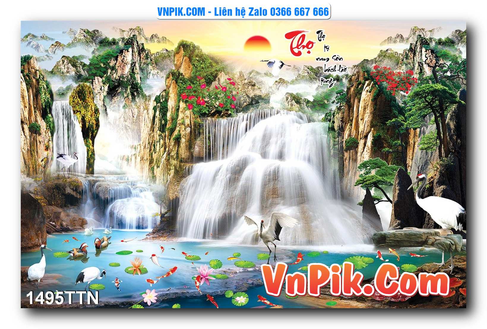 Tranh thác nước – Tranh phong thủy – Tranh treo tường mã 1495TTN
