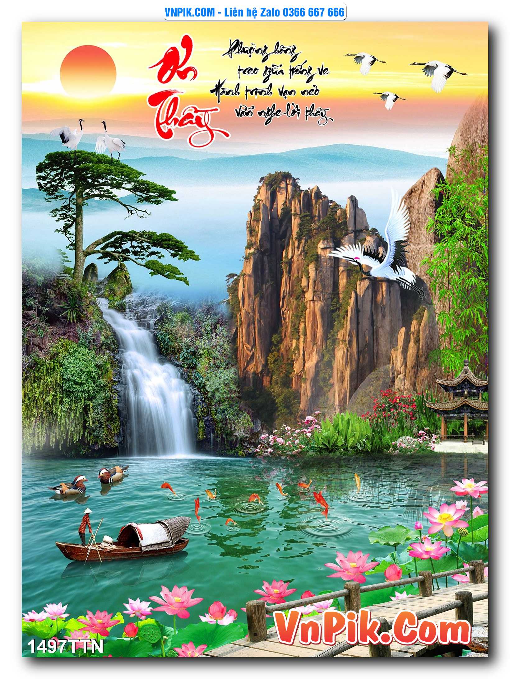 Tranh thác nước – Tranh phong thủy – Tranh treo tường mã 1497TTN