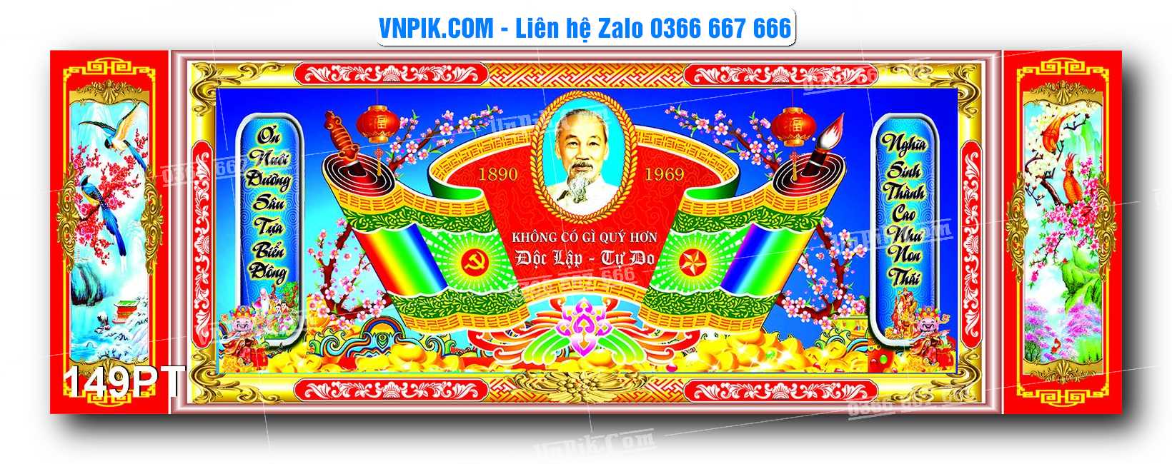 Tranh dán phòng thờ, bàn thờ, tranh mâm ngũ quả mẫu số 149PT