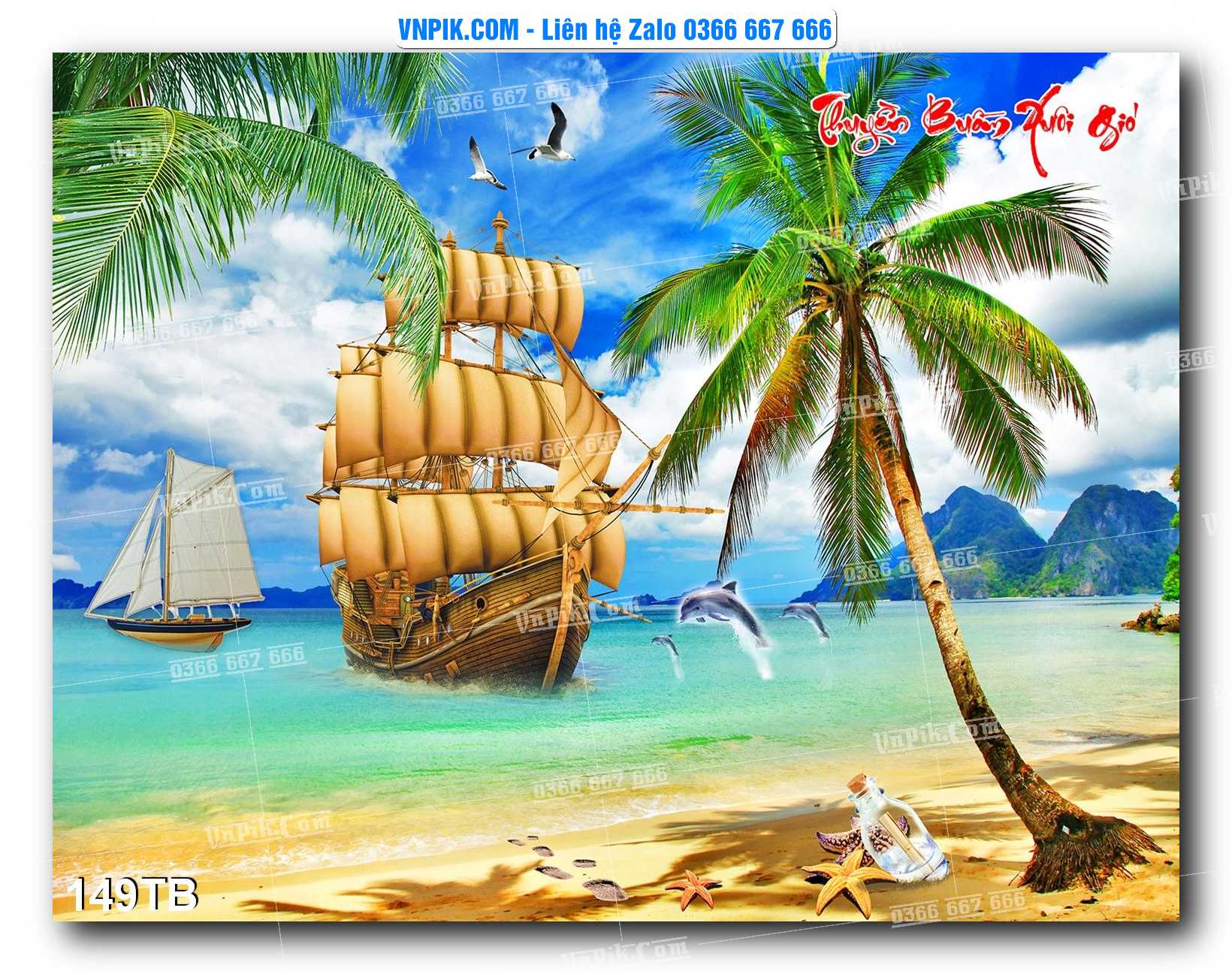 Tranh thuận buồm xuôi gió file PSD mẫu 149TB