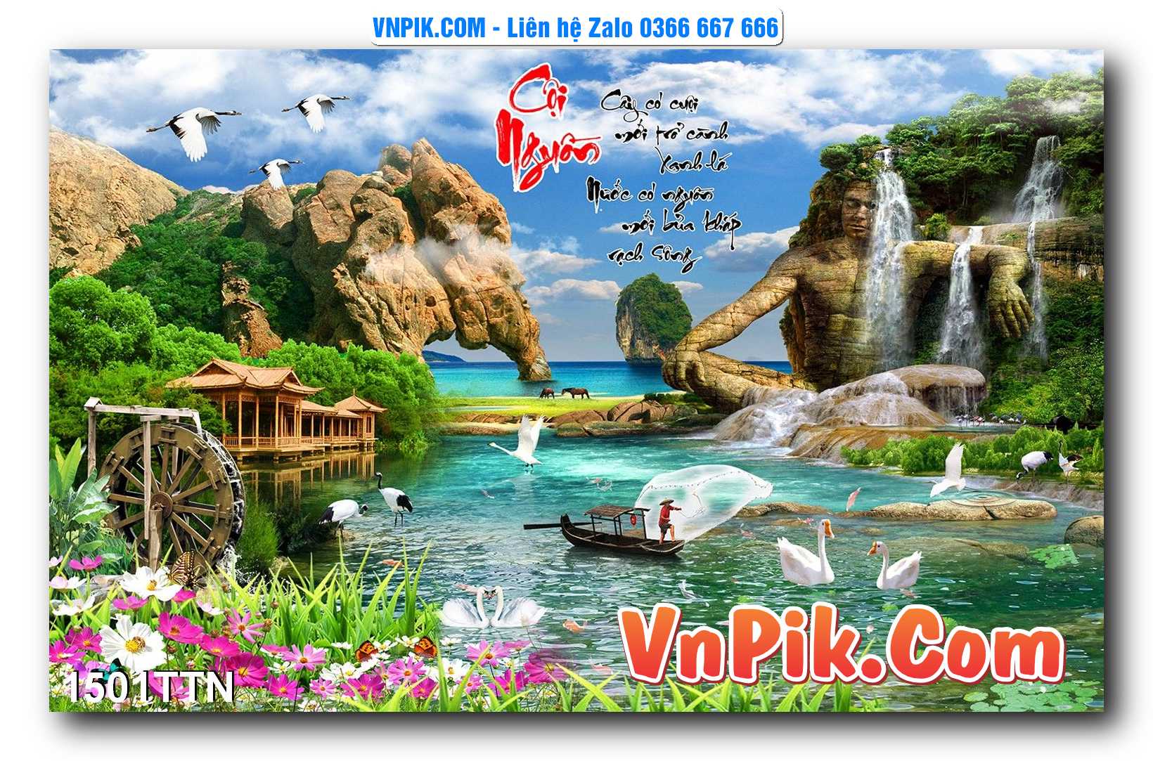 Tranh thác nước – Tranh phong thủy – Tranh treo tường mã 1501TTN