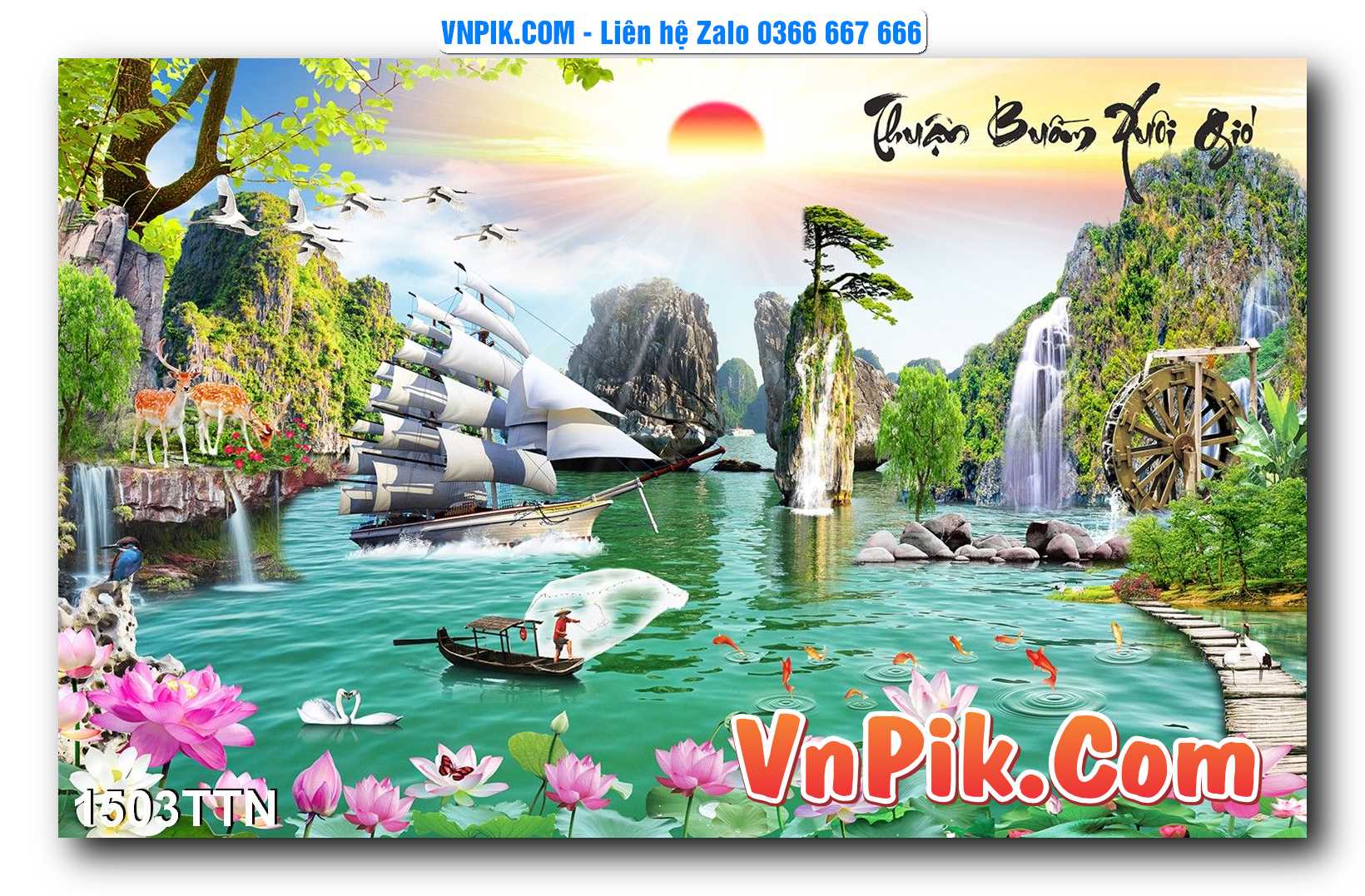 Tranh thác nước – Tranh phong thủy – Tranh treo tường mã 1503TTN