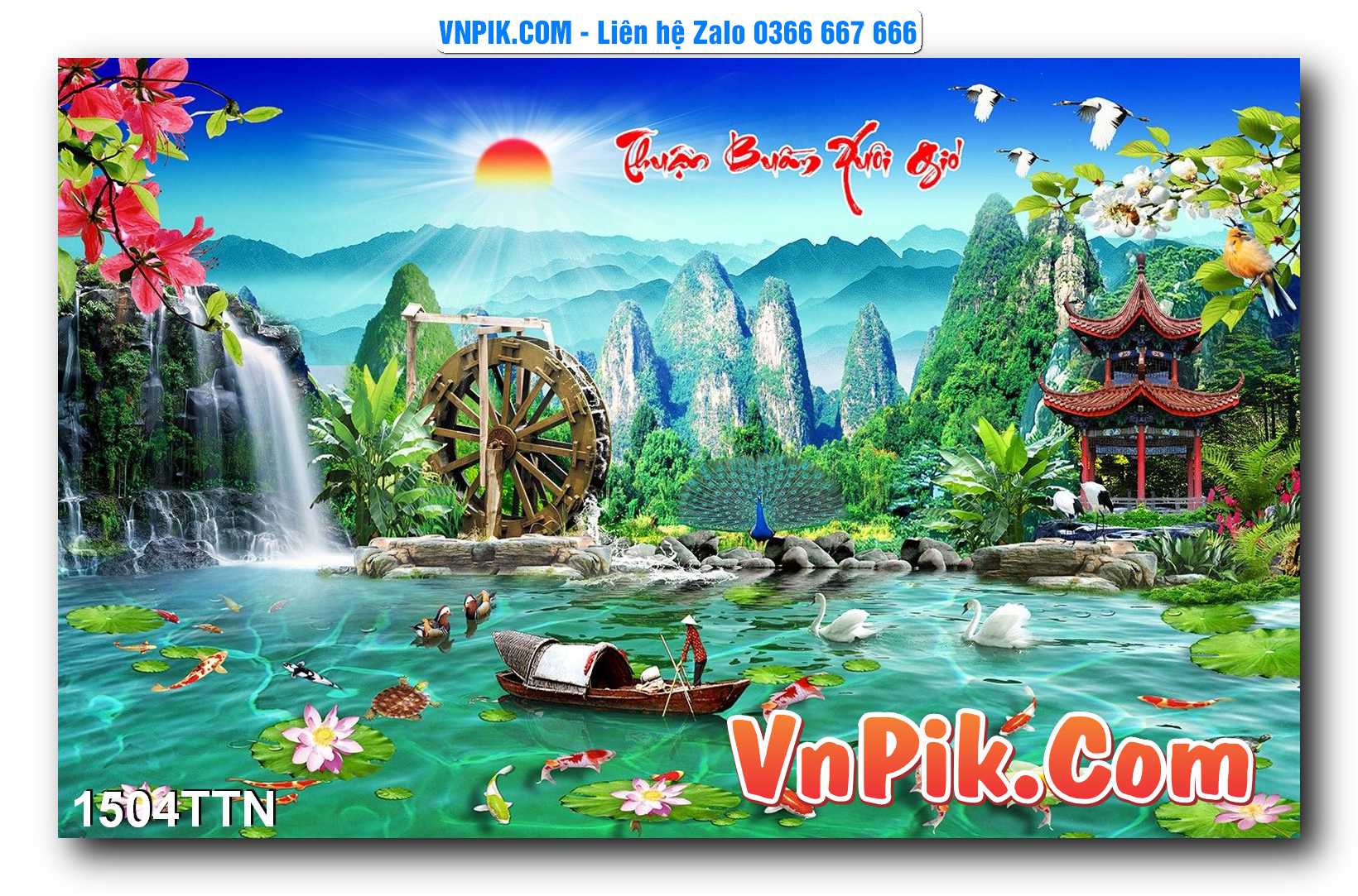 Tranh thác nước – Tranh phong thủy – Tranh treo tường mã 1504TTN