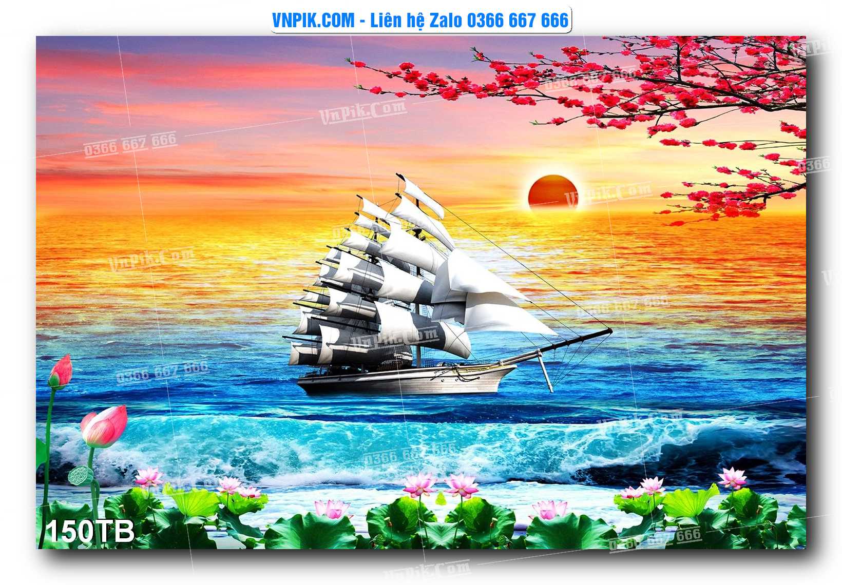 Tranh thuận buồm xuôi gió file PSD mẫu 150TB