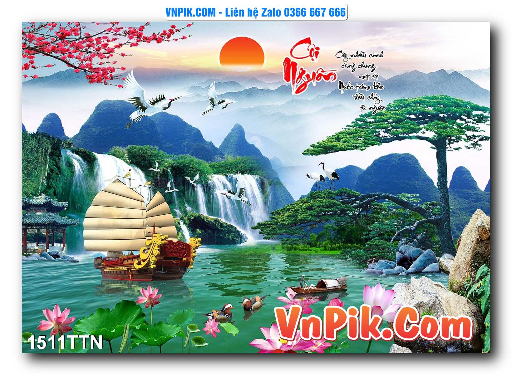 Tranh thác nước – Tranh phong thủy – Tranh treo tường mã 1511TTN