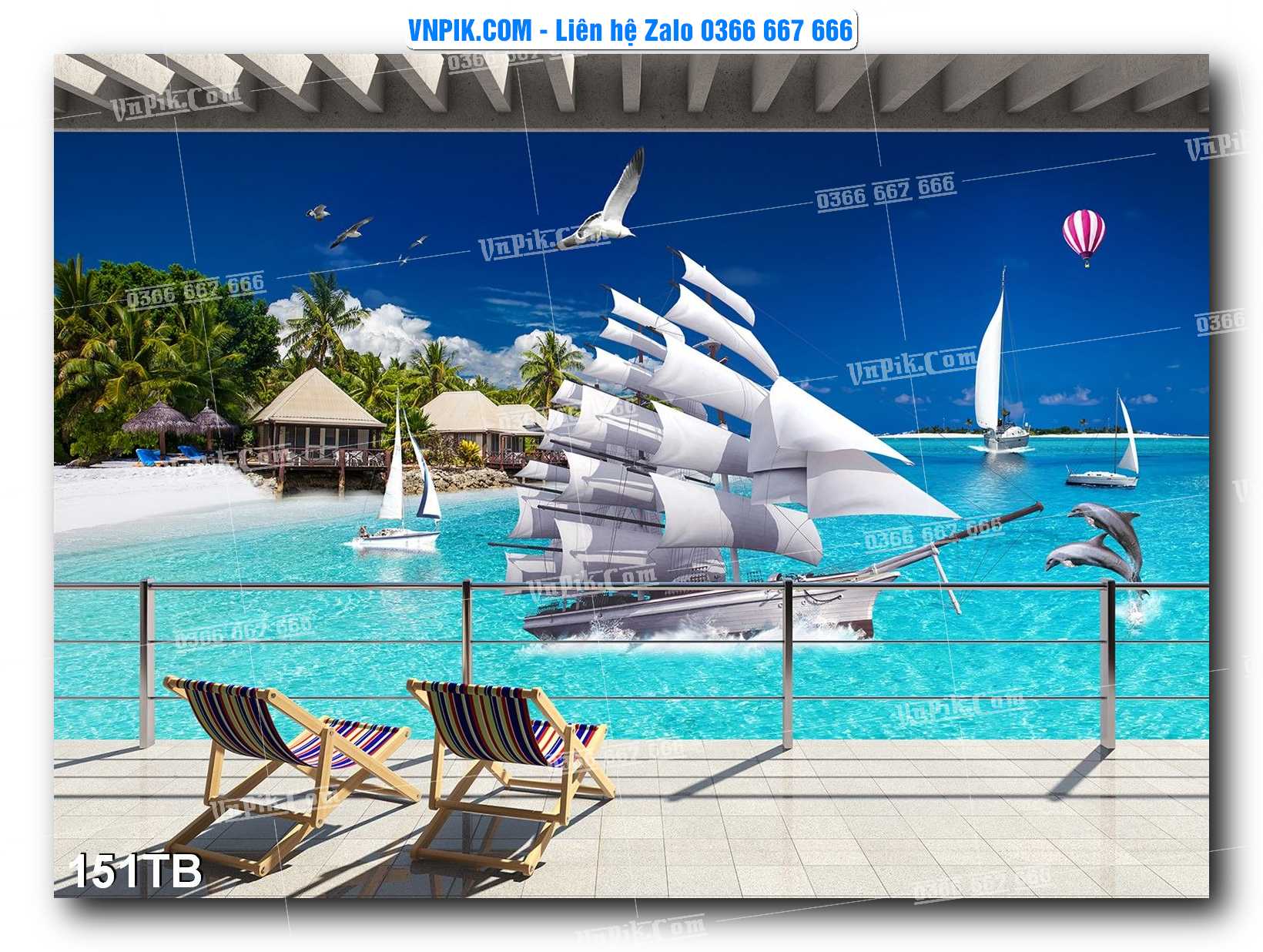 Tranh thuận buồm xuôi gió file PSD mẫu 151TB