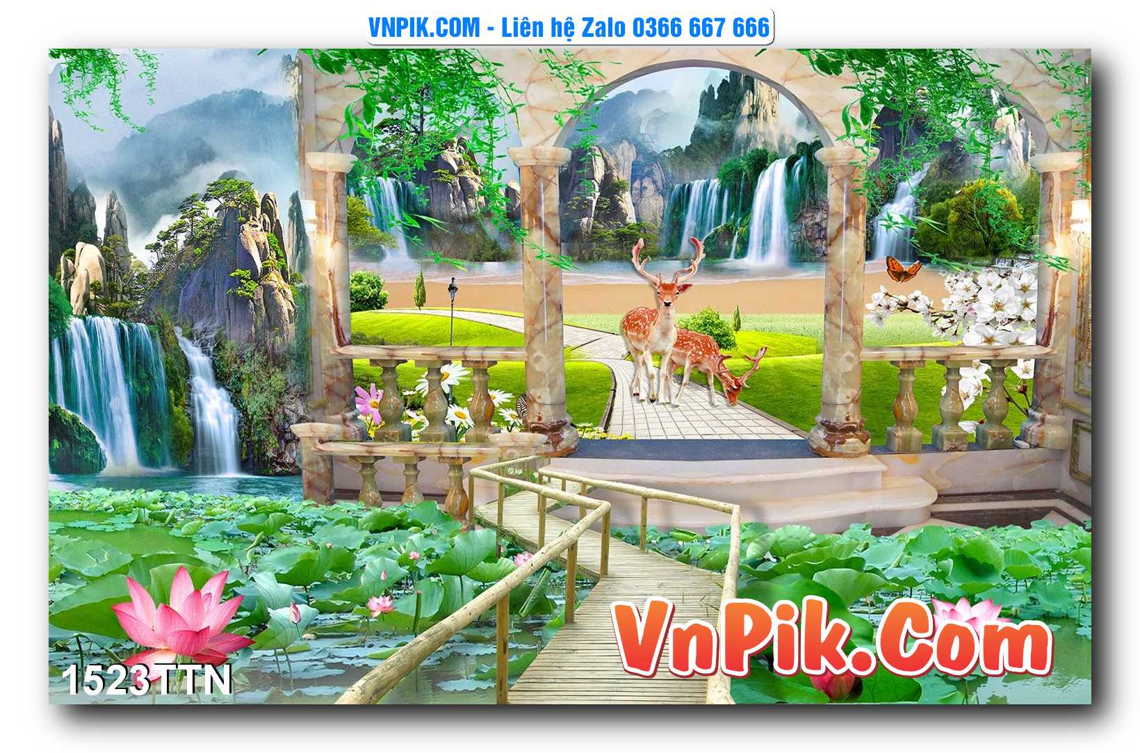 Tranh thác nước – Tranh phong thủy – Tranh treo tường mã 1523TTN