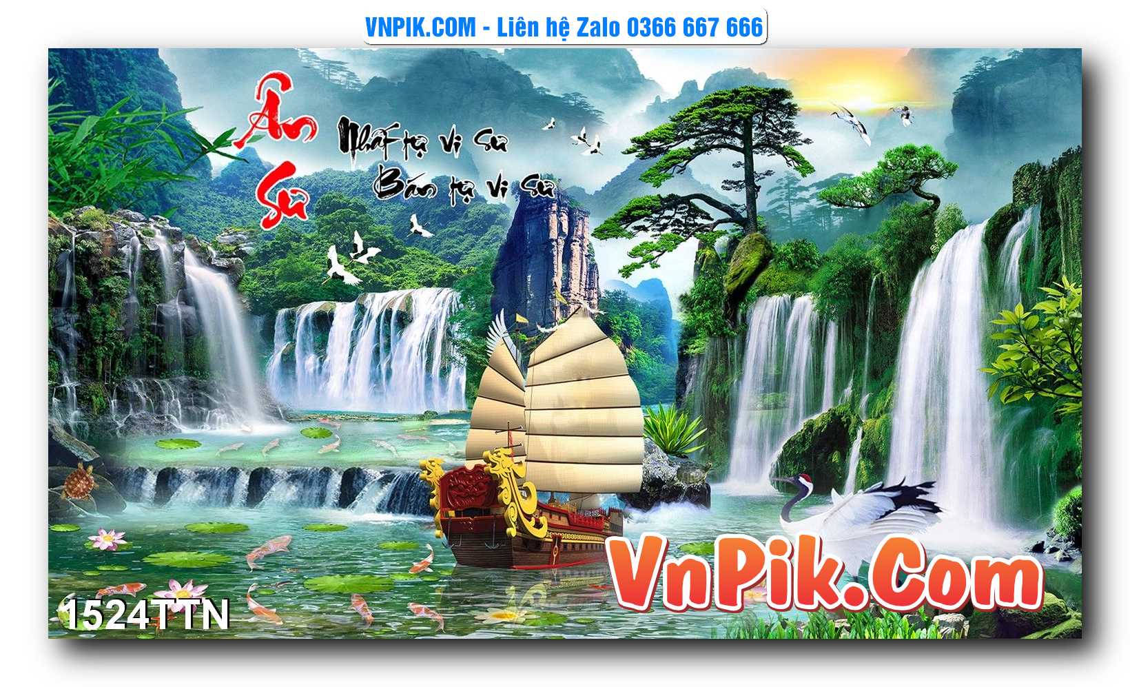 Tranh thác nước – Tranh phong thủy – Tranh treo tường mã 1524TTN