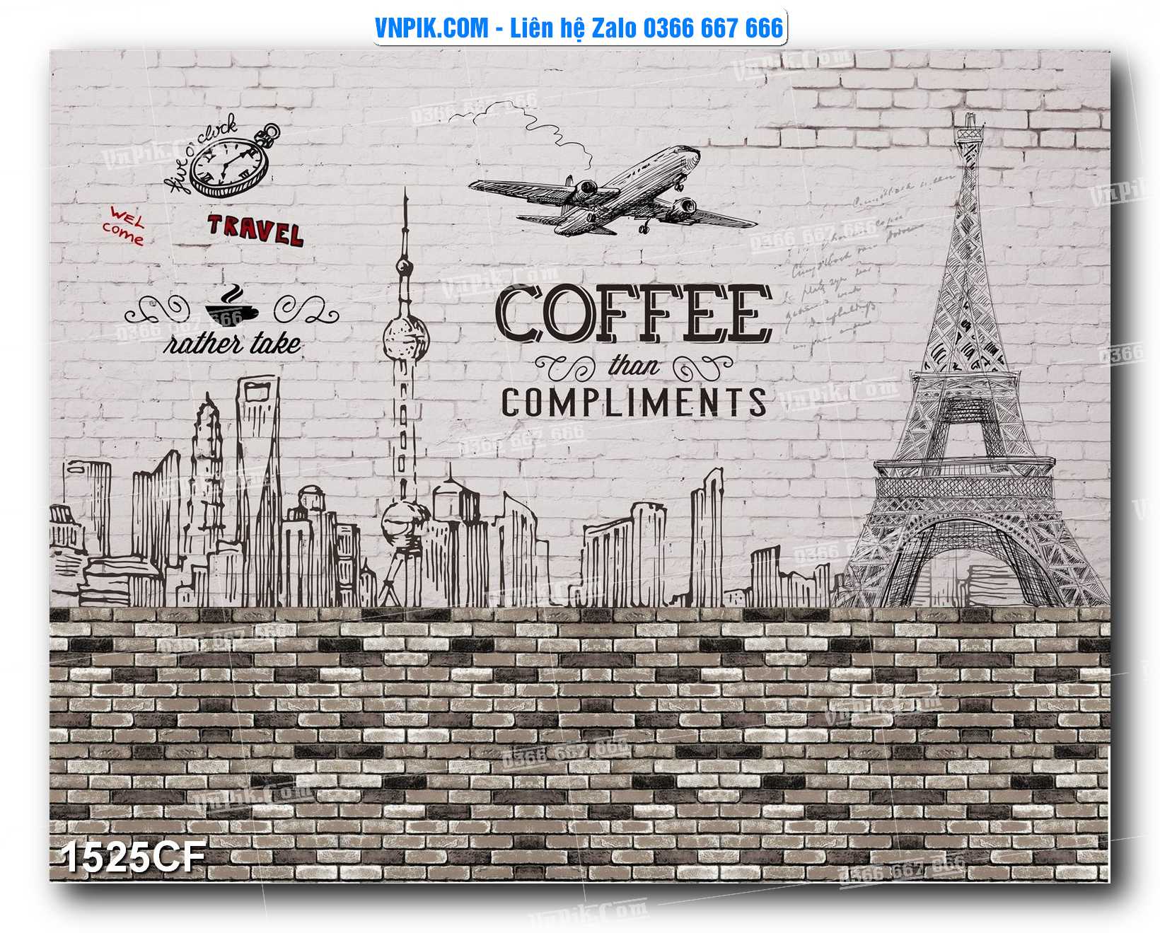 Tranh tường trang trí quán cà phê – trà chanh – trà sữa mã 1525CF