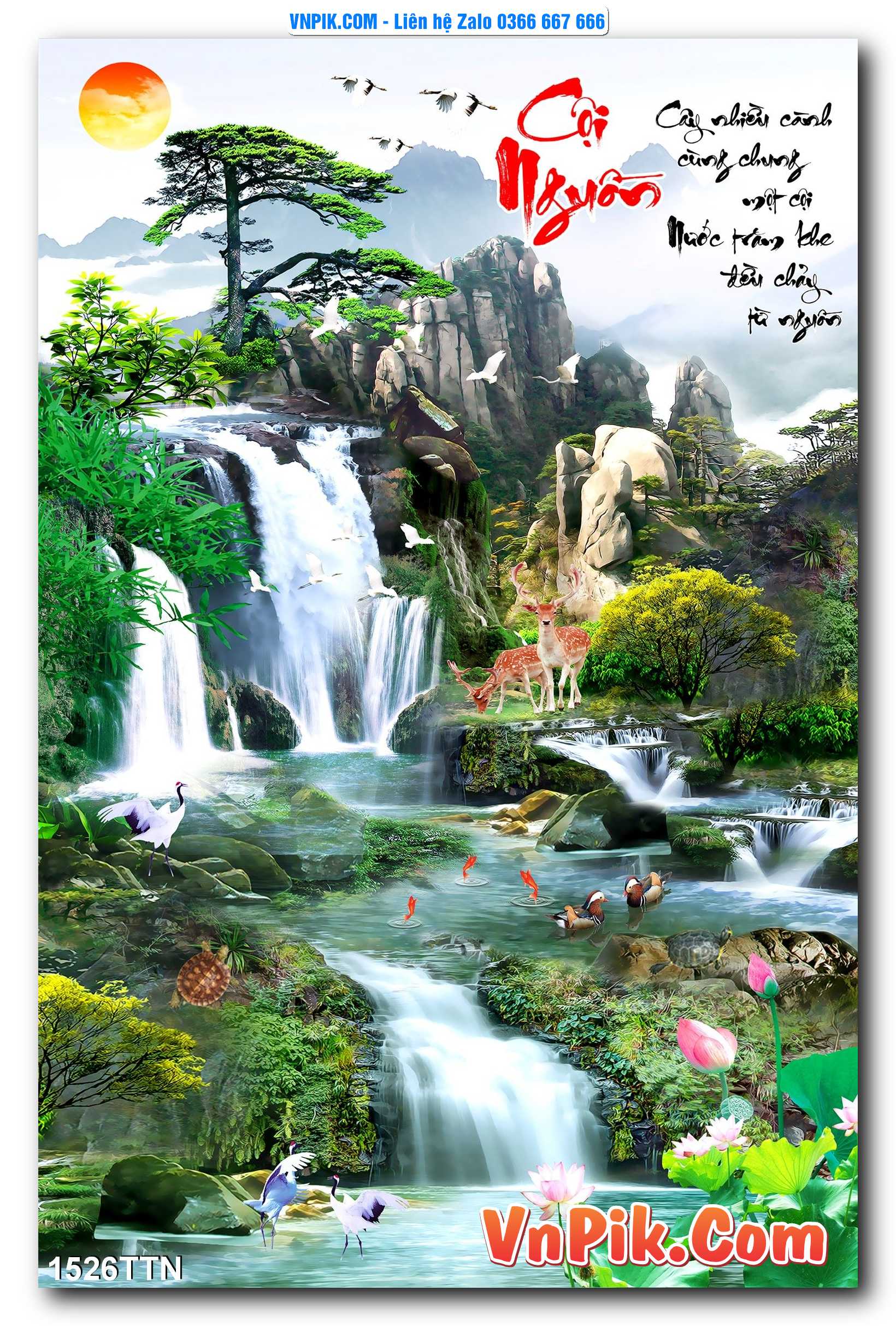 Tranh thác nước – Tranh phong thủy – Tranh treo tường mã 1526TTN