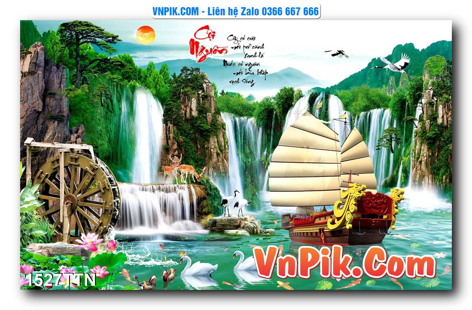 Tranh thác nước – Tranh phong thủy – Tranh treo tường mã 1527TTN