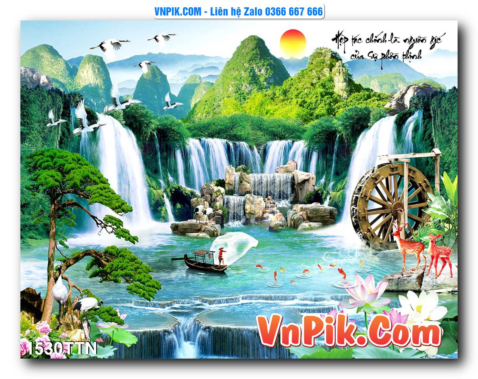 Tranh thác nước – Tranh phong thủy – Tranh treo tường mã 1530TTN