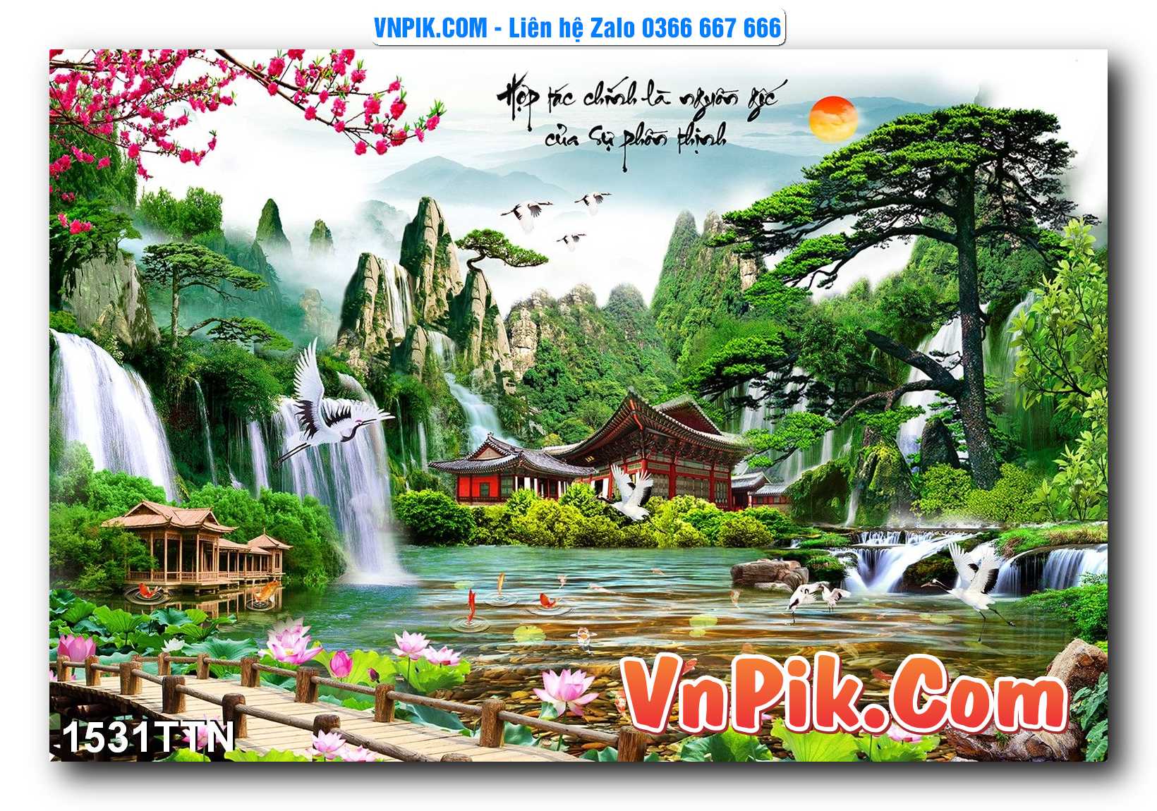 Tranh thác nước – Tranh phong thủy – Tranh treo tường mã 1531TTN