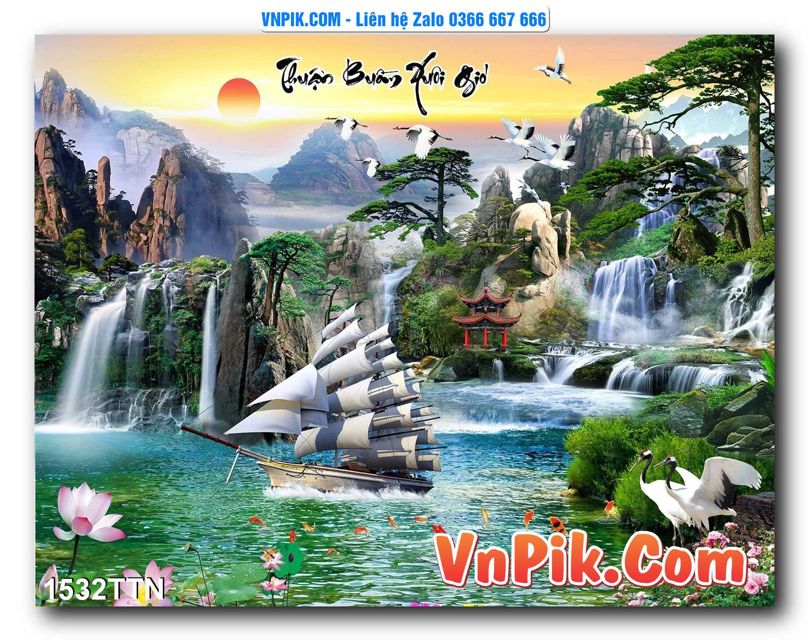 Tranh thác nước – Tranh phong thủy – Tranh treo tường mã 1532TTN
